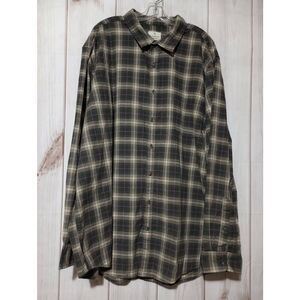 Mutual Weave Shirt Men's 3xl Tall Navy Tan Button Front Long Sleeve‎